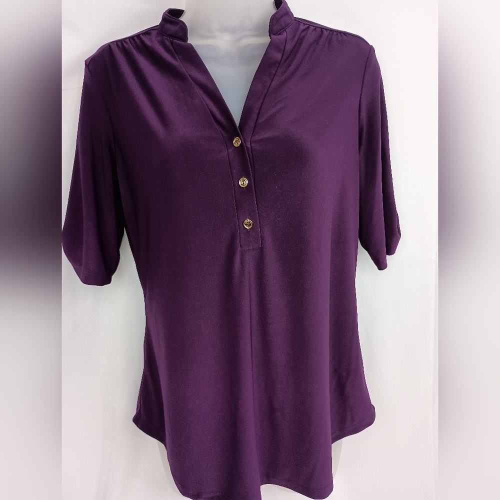 Office Work Elegant Holiday Christmas Plum Purple Women's‎ Top (#1,250)